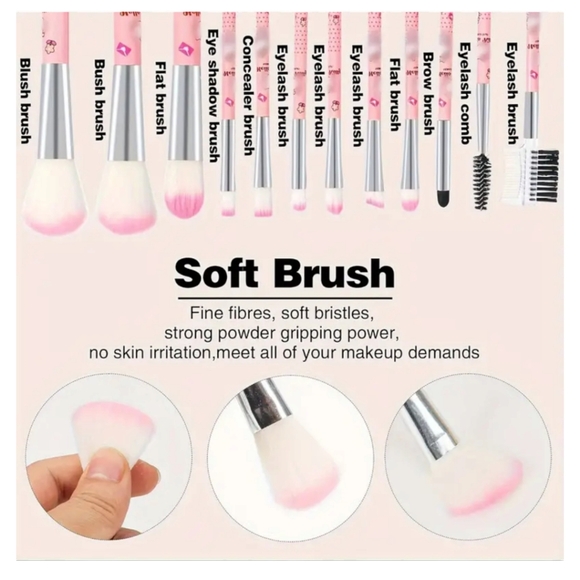 HELLO KITTY Limited Edition 5pc Vegan Makeup Brushes W/Hello Kitty Headband - Picture 8 of 9